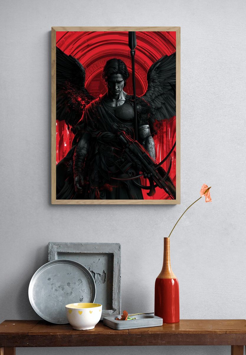 Dark Angel Warrior Illustration Poster. — room view 3