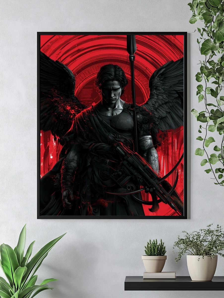 Dark Angel Warrior Illustration Poster. — room view 4