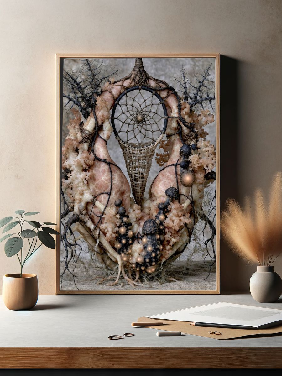 Surreal Dreamcatcher Sculpture Print. — room view 2