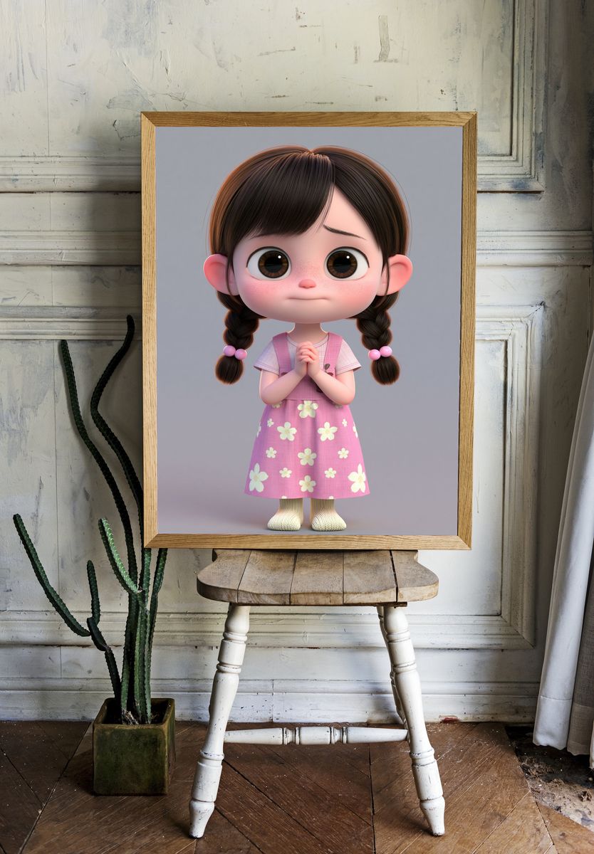 Cute Girl Character Illustration Poster. room preview