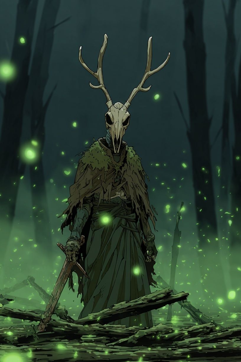 Antler Skull Forest Illustration Poster. poster detail