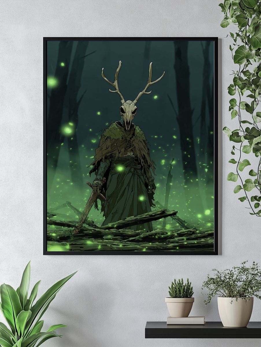 Antler Skull Forest Illustration Poster. — room view 4