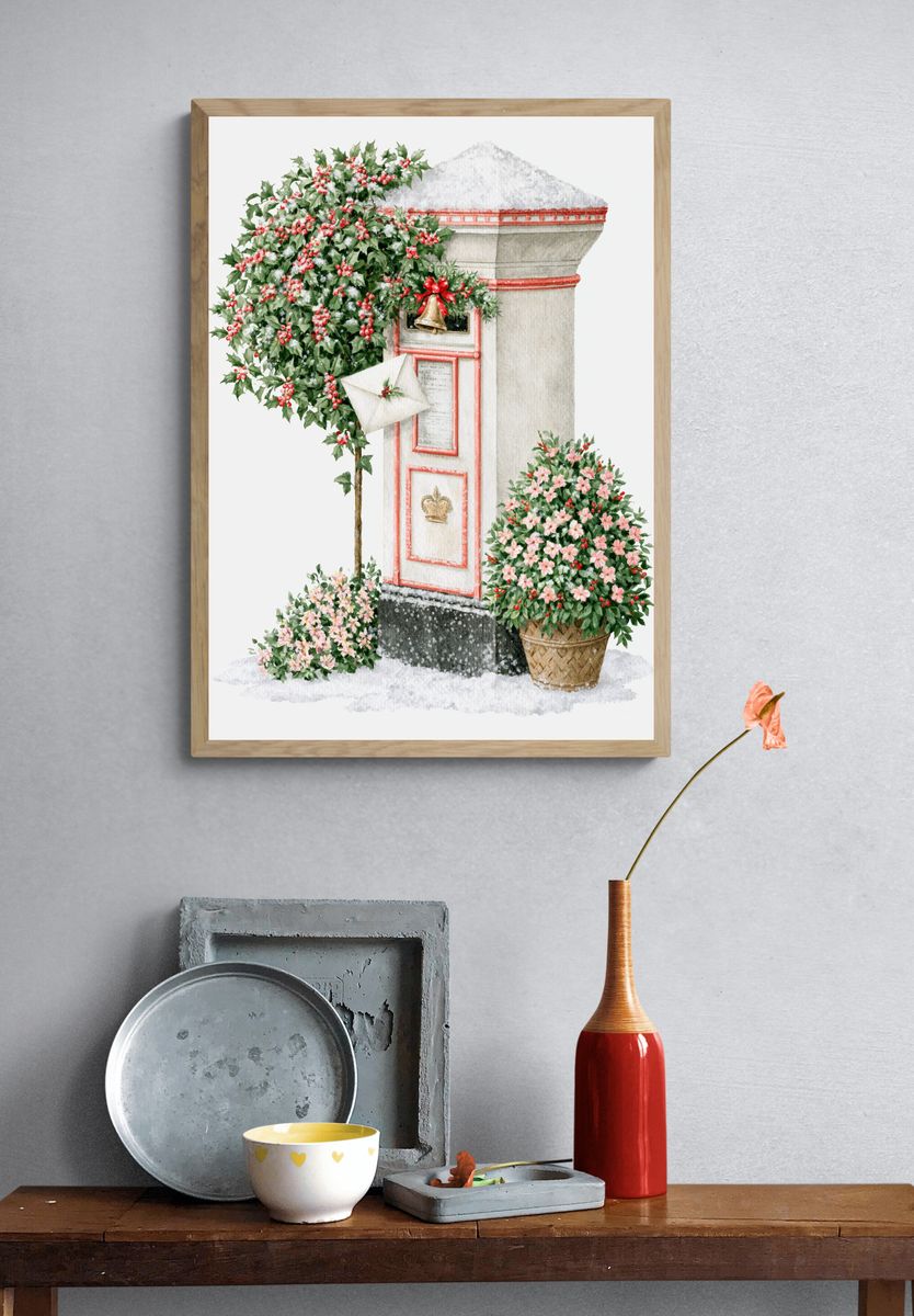 Green Frog Ink Illustration Poster. — room view 3