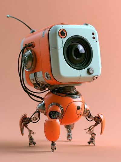 Retro Robot Camera Illustration Poster. poster