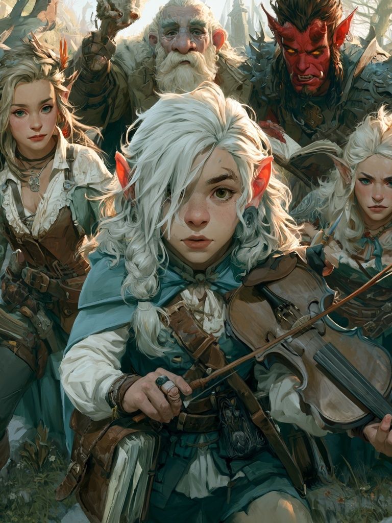 Fantasy Elf Ensemble Illustration Poster. poster — illustration art