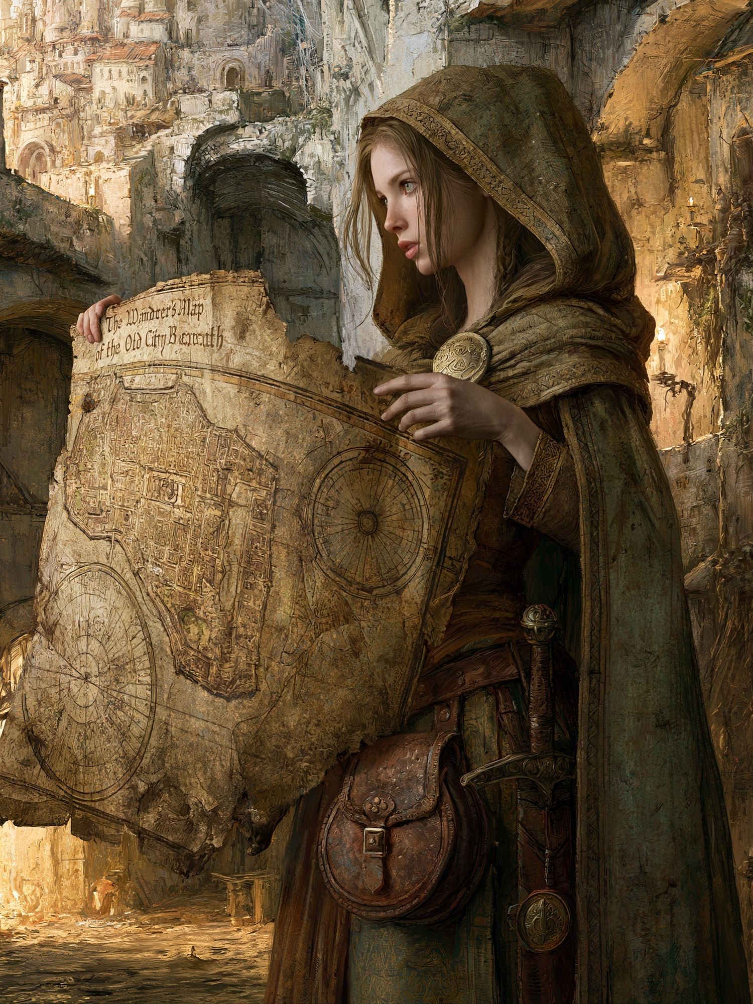 Fantasy Cartographer Portrait Poster. poster detail
