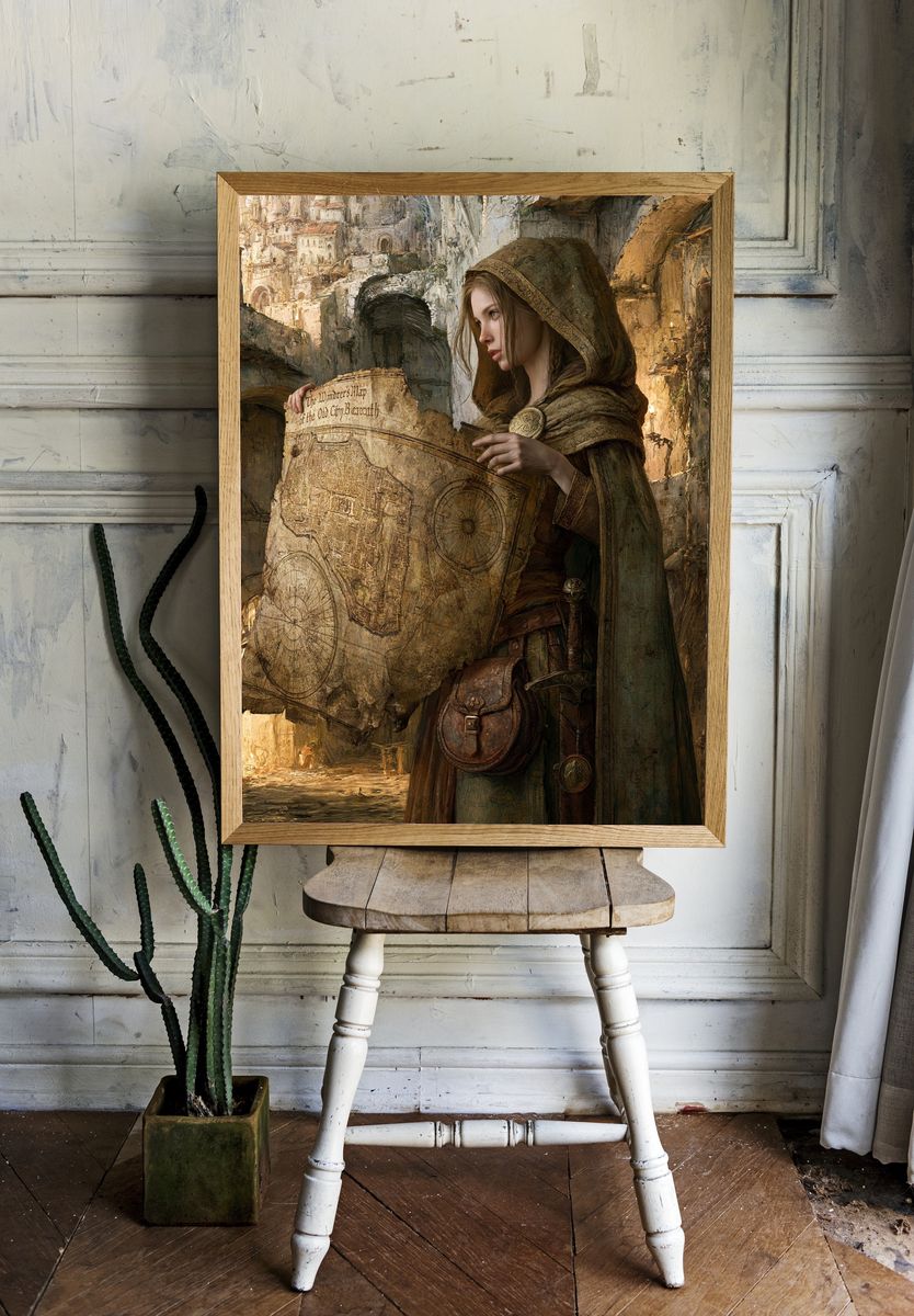 Fantasy Cartographer Portrait Poster. room preview
