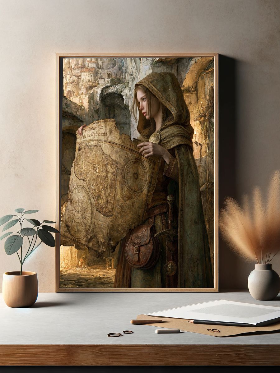 Fantasy Cartographer Portrait Poster. — room view 2