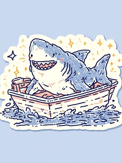 Shark Bath Time Illustration Poster.
