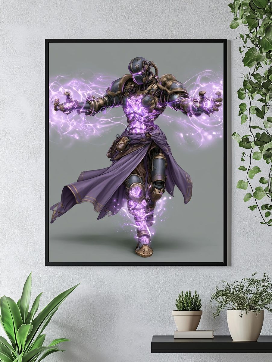 Arcane Cyber Warrior Illustration Poster. — room view 4