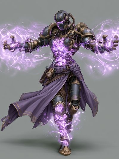 Arcane Cyber Warrior Illustration Poster.