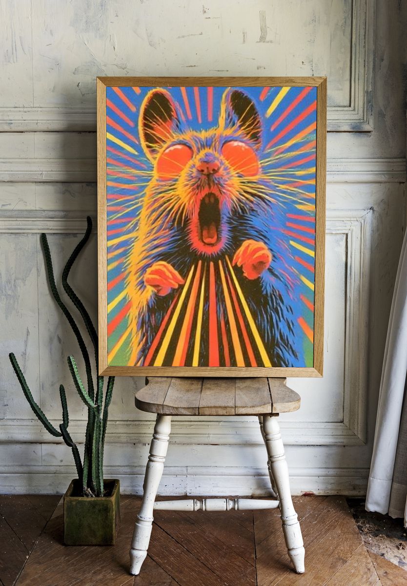 Psychedelic Rat Illustration Poster. room preview