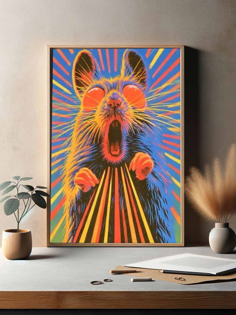 Psychedelic Rat Illustration Poster. — room view 2