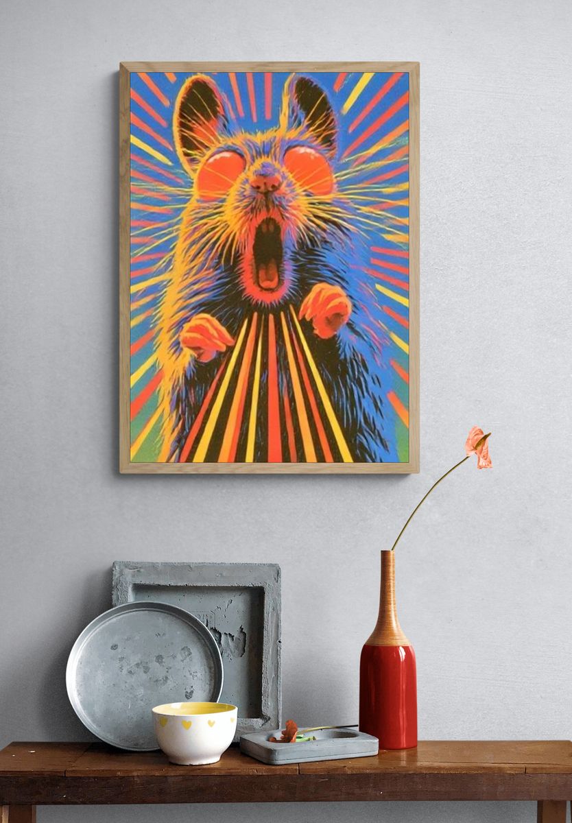 Psychedelic Rat Illustration Poster. — room view 3