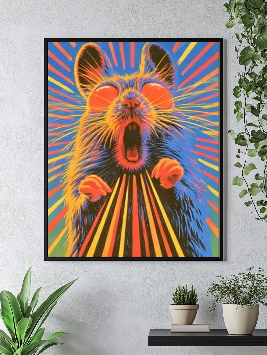 Psychedelic Rat Illustration Poster. — room view 4