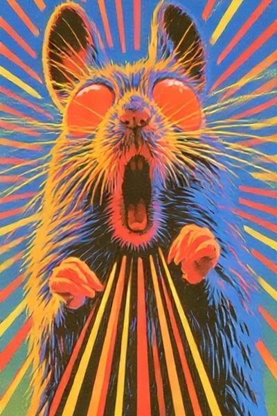 Psychedelic Rat Illustration Poster.