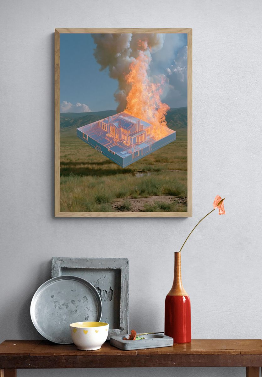 Burning House Blueprint Print. — room view 3