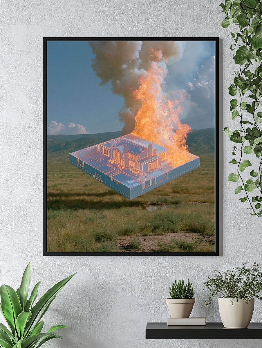 Burning House Blueprint Print. — room view 4