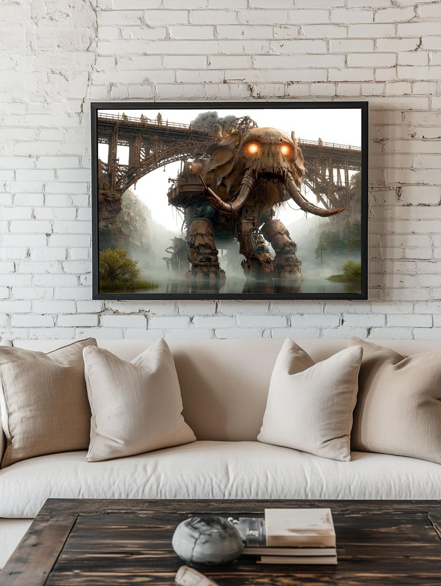 Mechanical Mammoth Fantasy Print. room preview