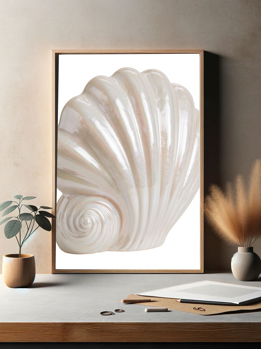 Pearl Seashell Illustration Print. — room view 2