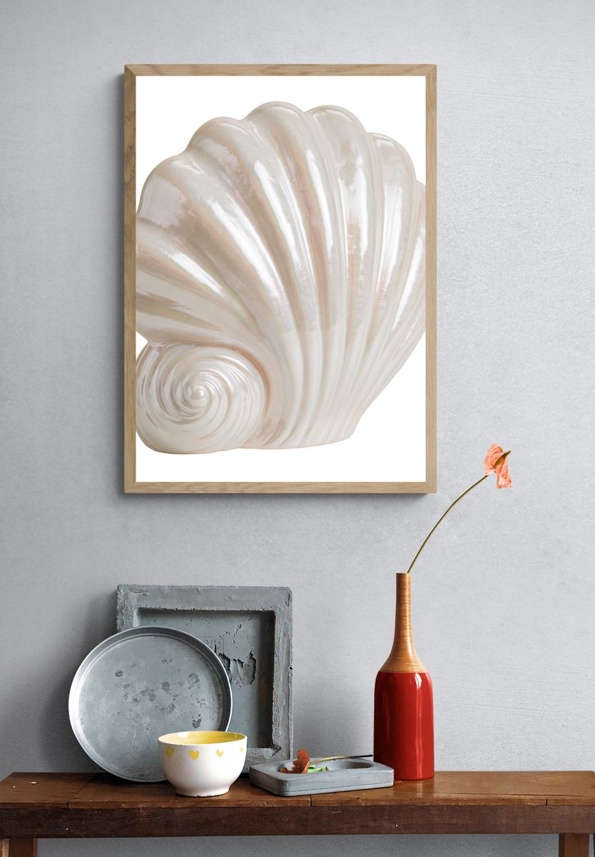 Pearl Seashell Illustration Print. — room view 3