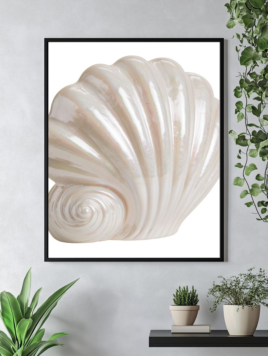 Pearl Seashell Illustration Print. — room view 4