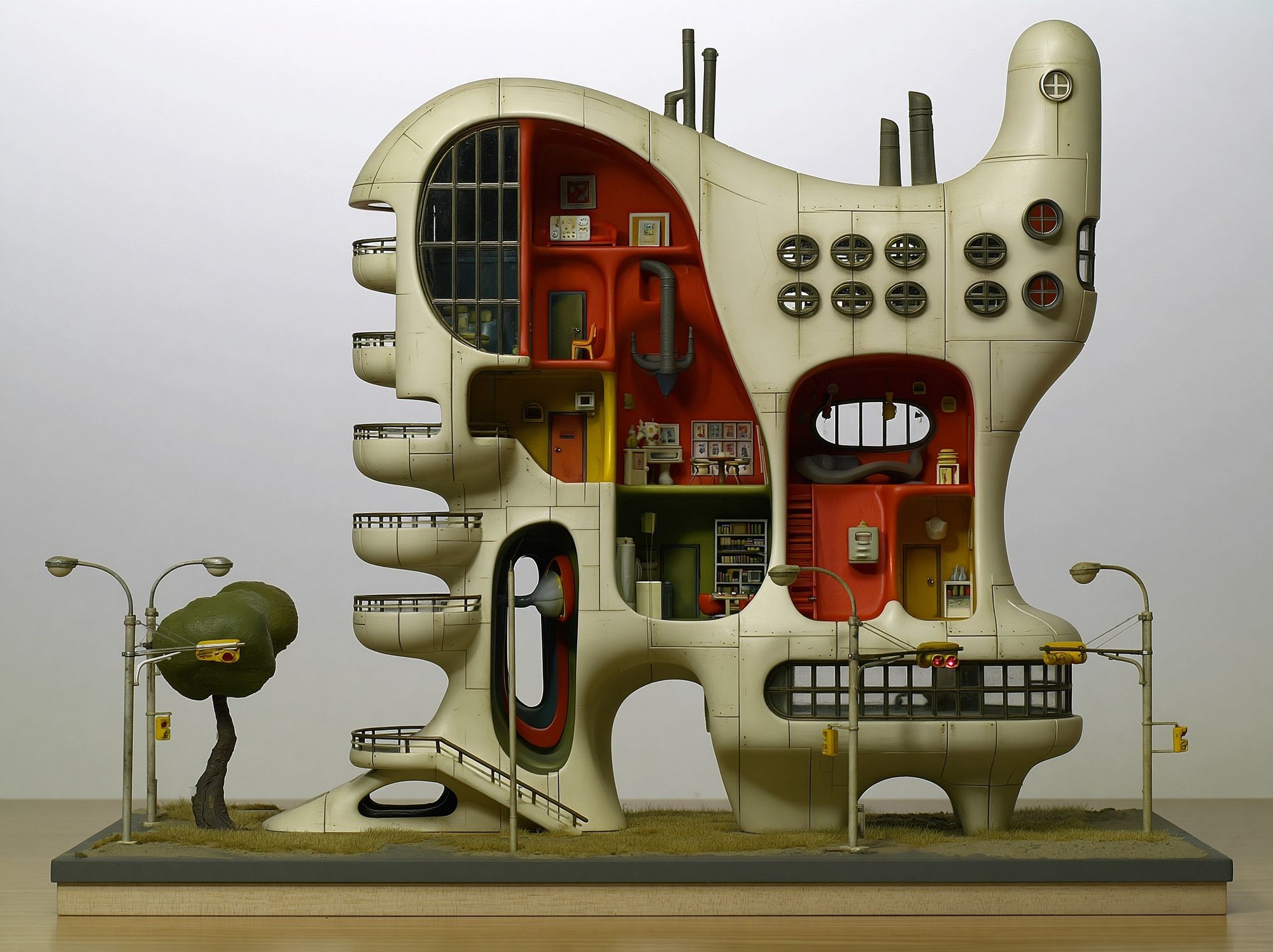 Futuristic Cutaway House Illustration Poster. poster — illustration art