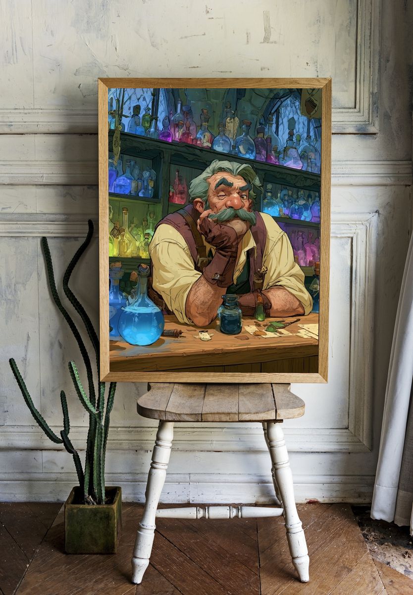 Alchemist Portrait Illustration Poster. — room view 1