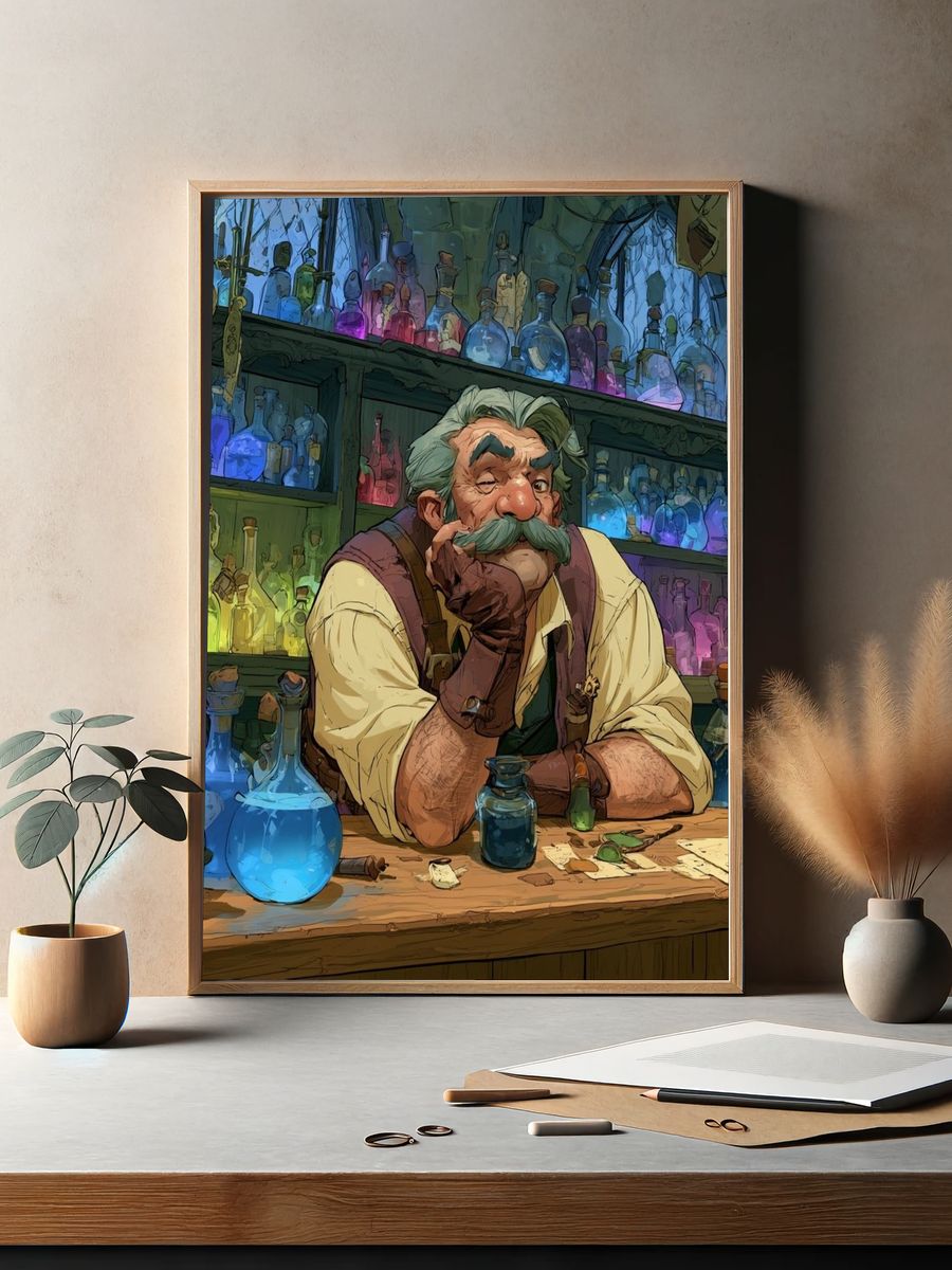 Alchemist Portrait Illustration Poster. — room view 2