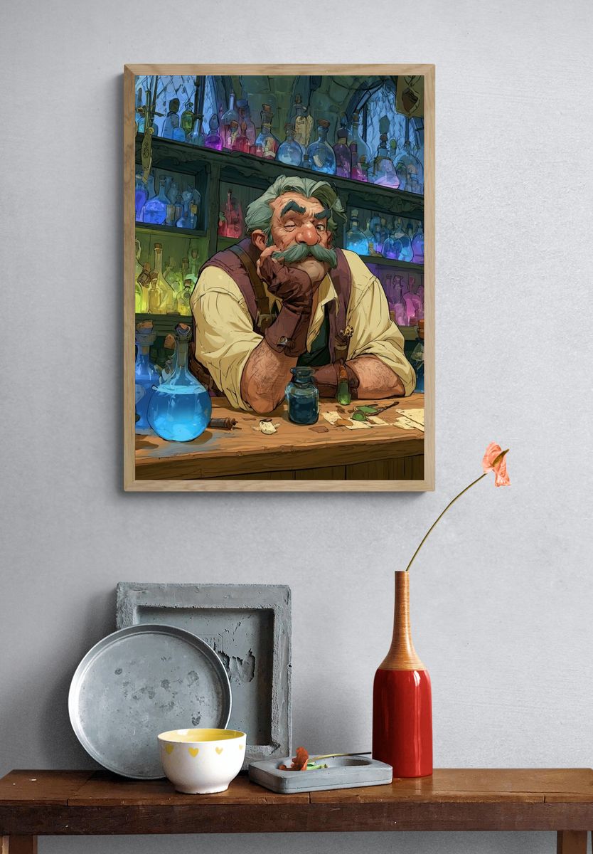 Alchemist Portrait Illustration Poster. — room view 3
