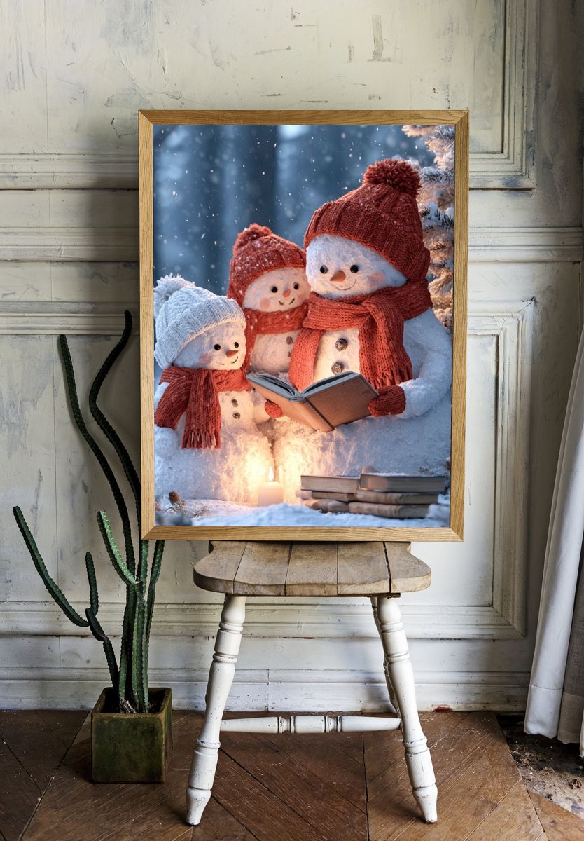 Snowman Family Reading Poster. — room view 1