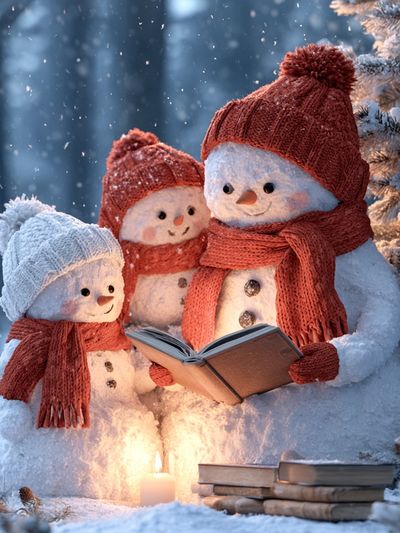 Snowman Family Reading Poster. poster