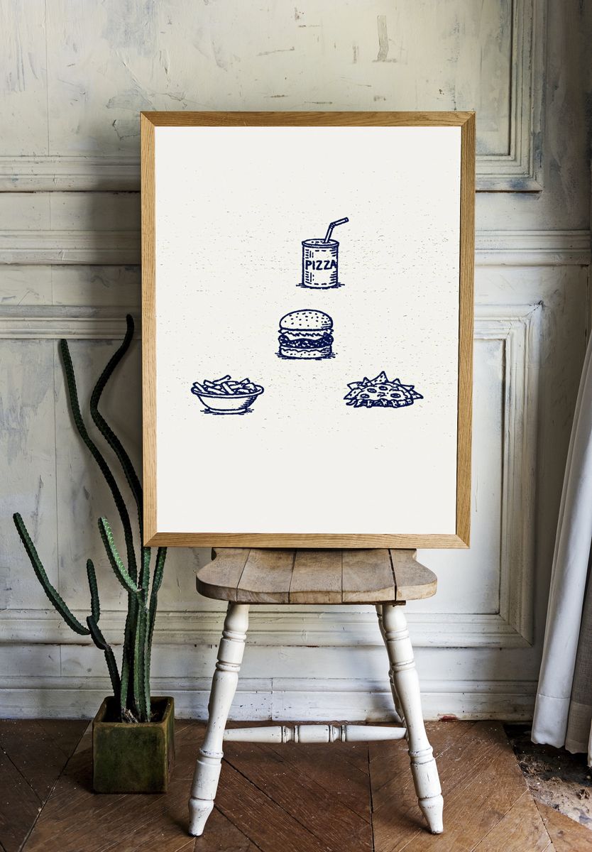 Pizza Snack Sketch Poster. room preview