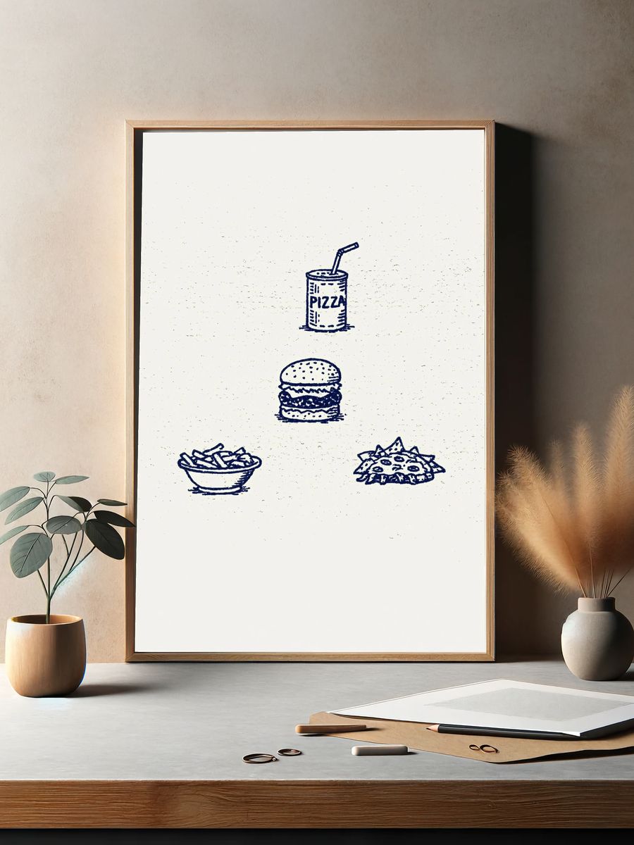 Pizza Snack Sketch Poster. — room view 2