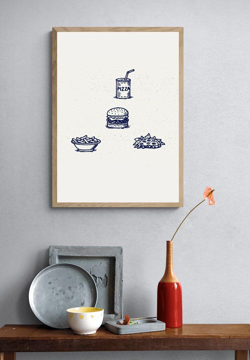 Pizza Snack Sketch Poster. — room view 3