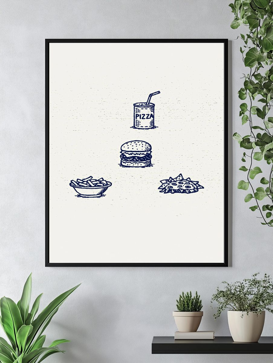 Pizza Snack Sketch Poster. — room view 4