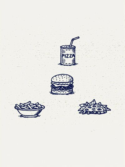 Pizza Snack Sketch Poster.