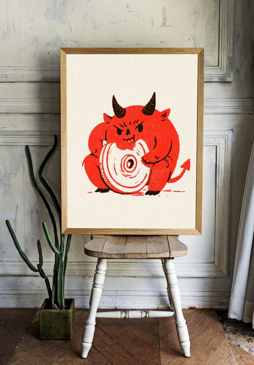 Red Devil Cartoon Print. — room view 1