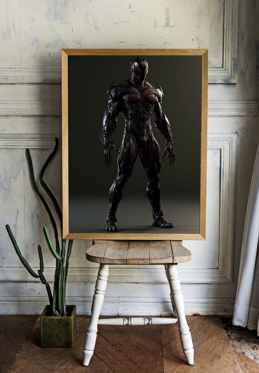 Dark Alien Warrior Illustration Poster. room preview