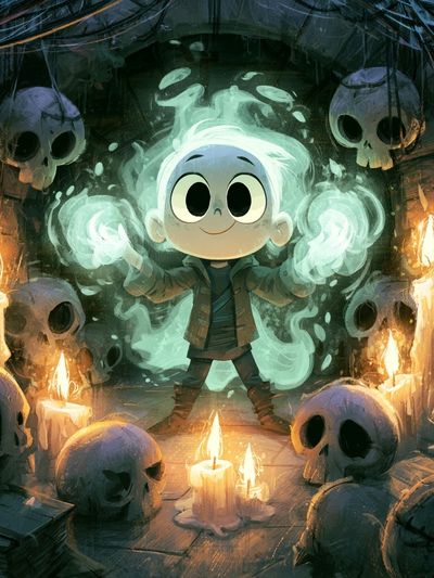 Ghost Child Candlelit Illustration Poster.