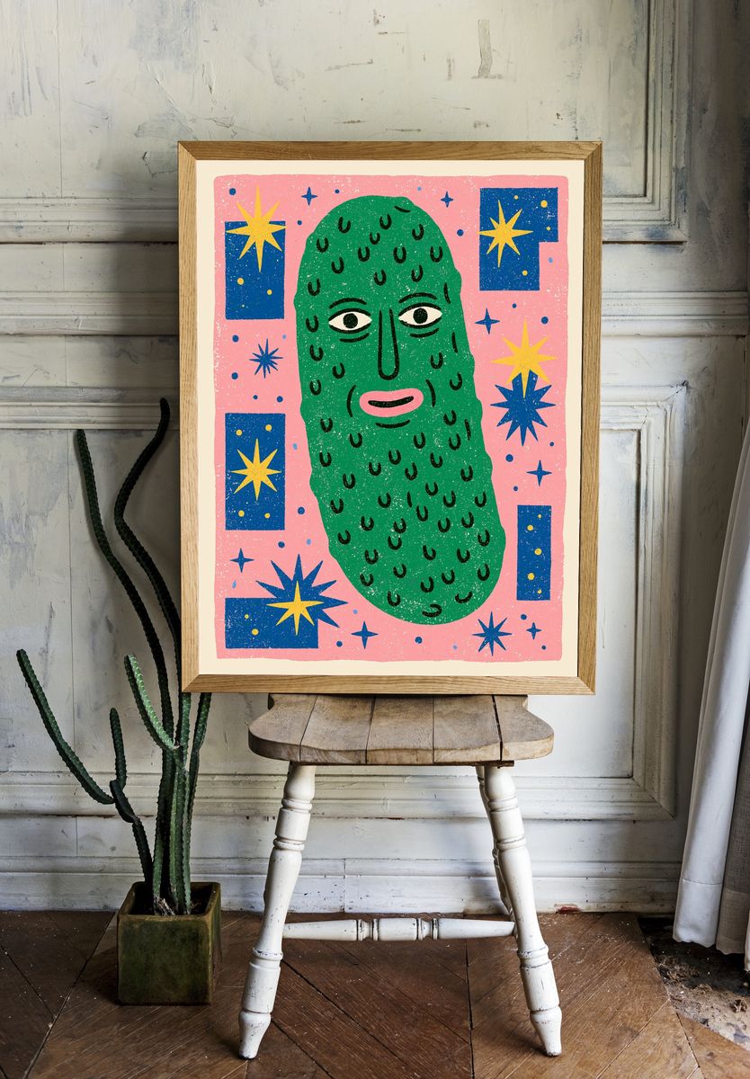 Green Face Pop-Art Poster. room preview