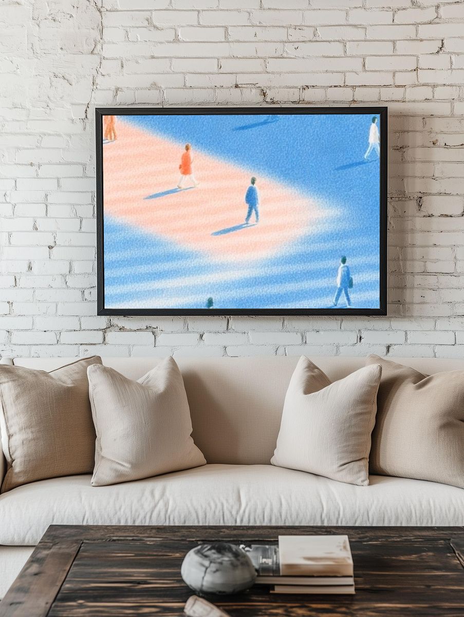 Dreamlike Walkers Illustration Print. — room view 1