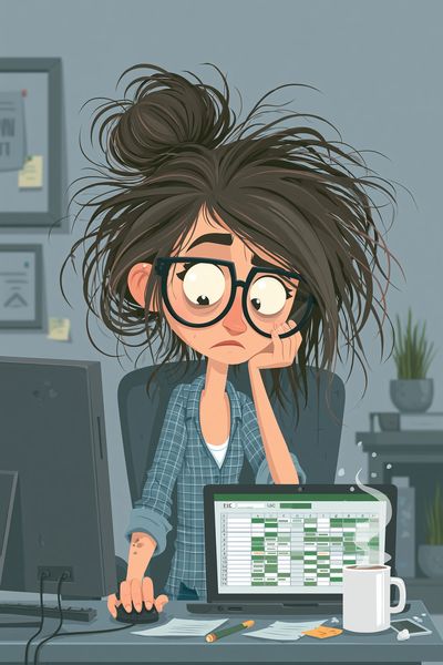 Overworked Office Girl Illustration Poster.