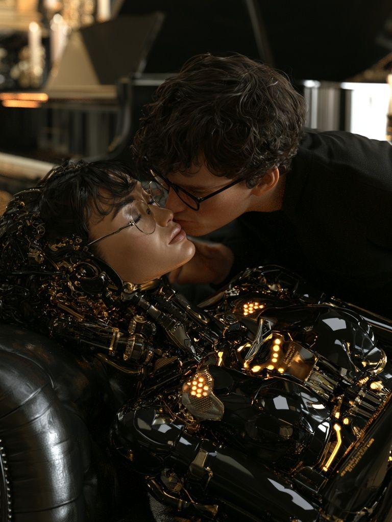 Cybernetic Kiss Sci-Fi Poster. poster detail