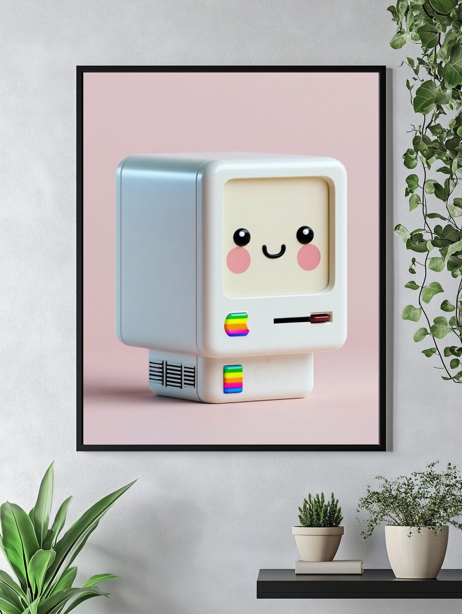 Kawaii Retro Computer Illustration Poster. — room view 4