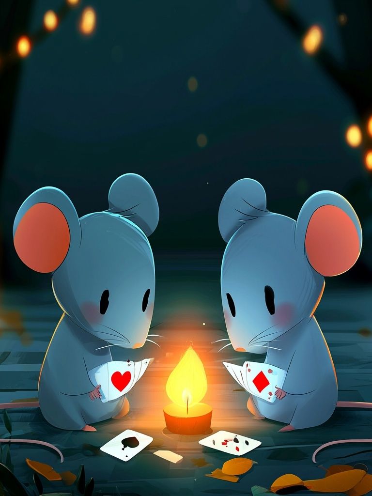 Mice Card Game Illustration Poster. poster detail