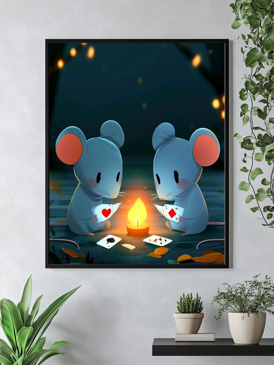 Mice Card Game Illustration Poster. — room view 4