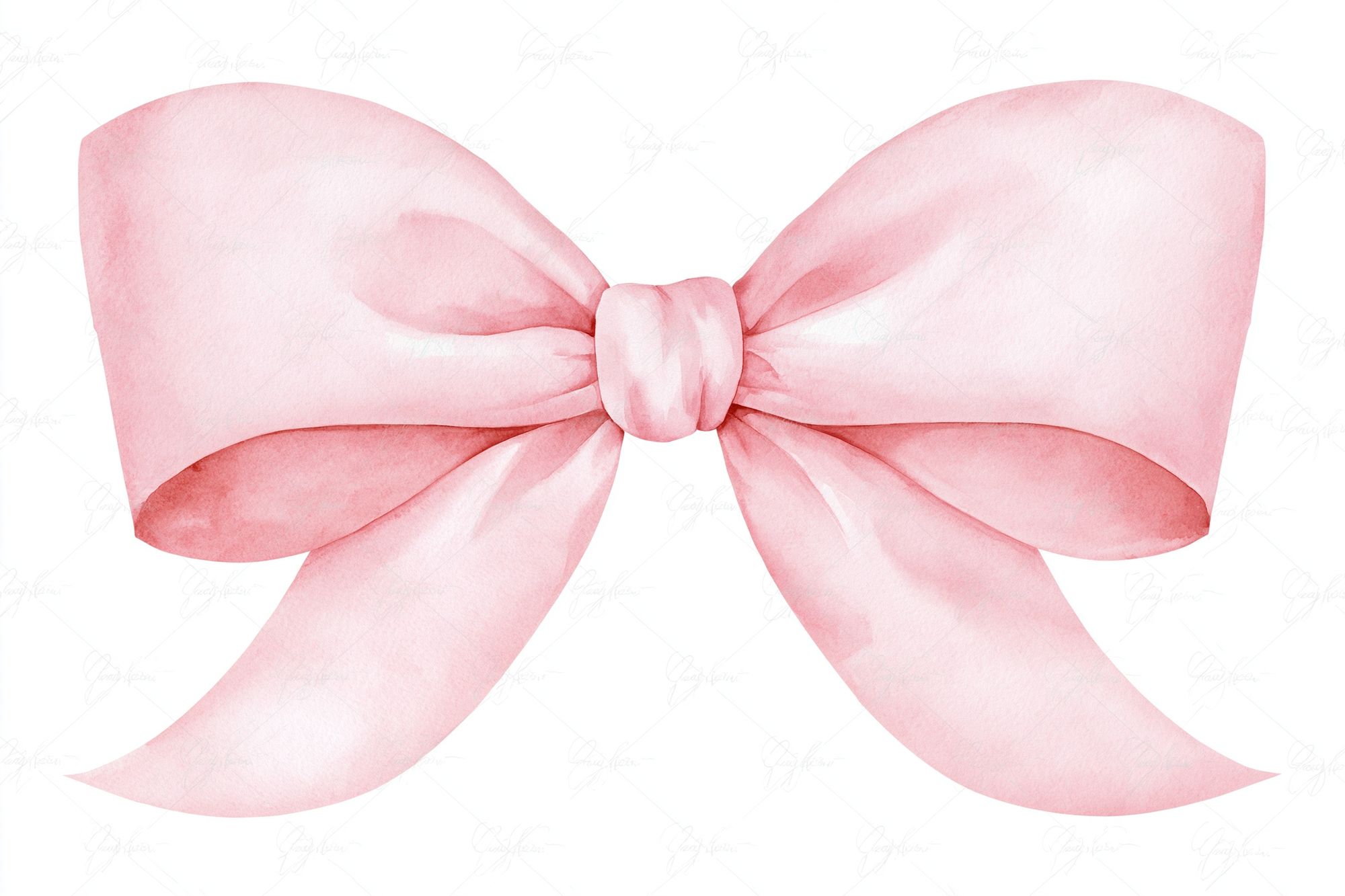 Pink Bow Watercolor Print. poster detail