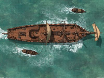 Sailing Ship Overhead Illustration Poster. poster