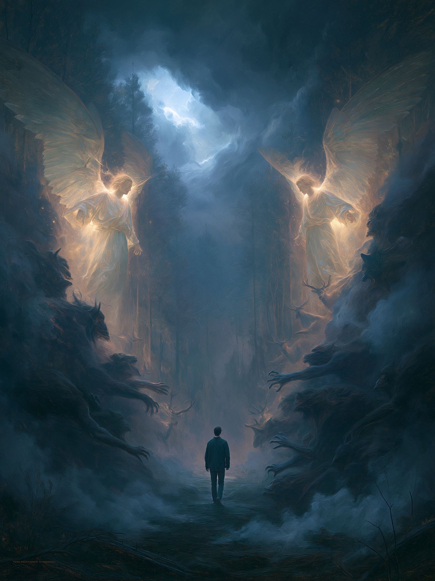 Celestial Guardians Fantasy Print. poster detail